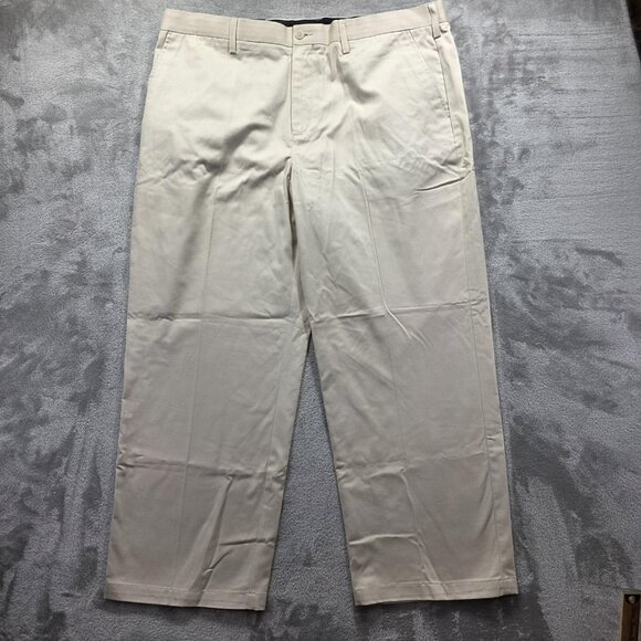 Croft & Barrow Pants Mens 42x30 Khaki Flat Front Easy Care Chino Classic Casual - Picture 2 of 9